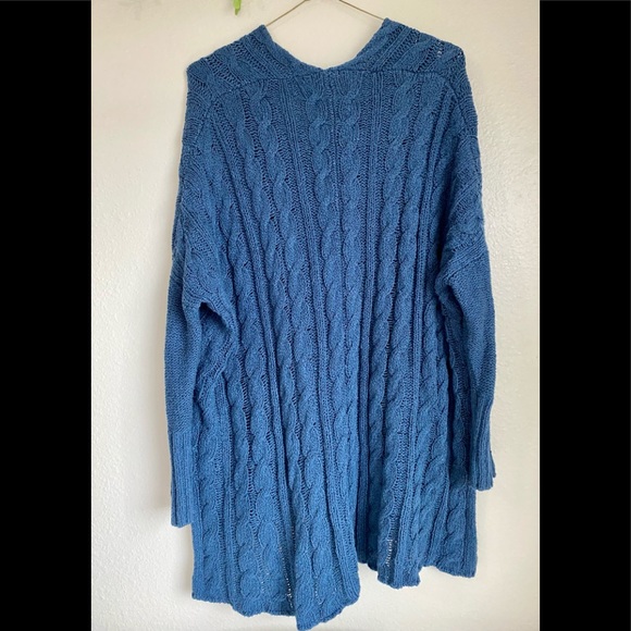 Free People Oversized Cable Knit Sweater Blue - Picture 3 of 5
